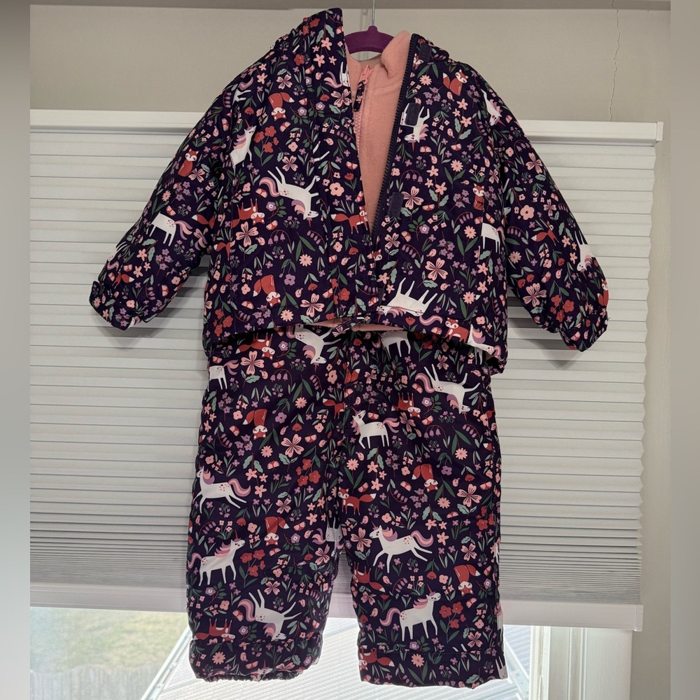 Children’s Place Toddler Unicorn 3 in 1 piece jacket and snow overalls set